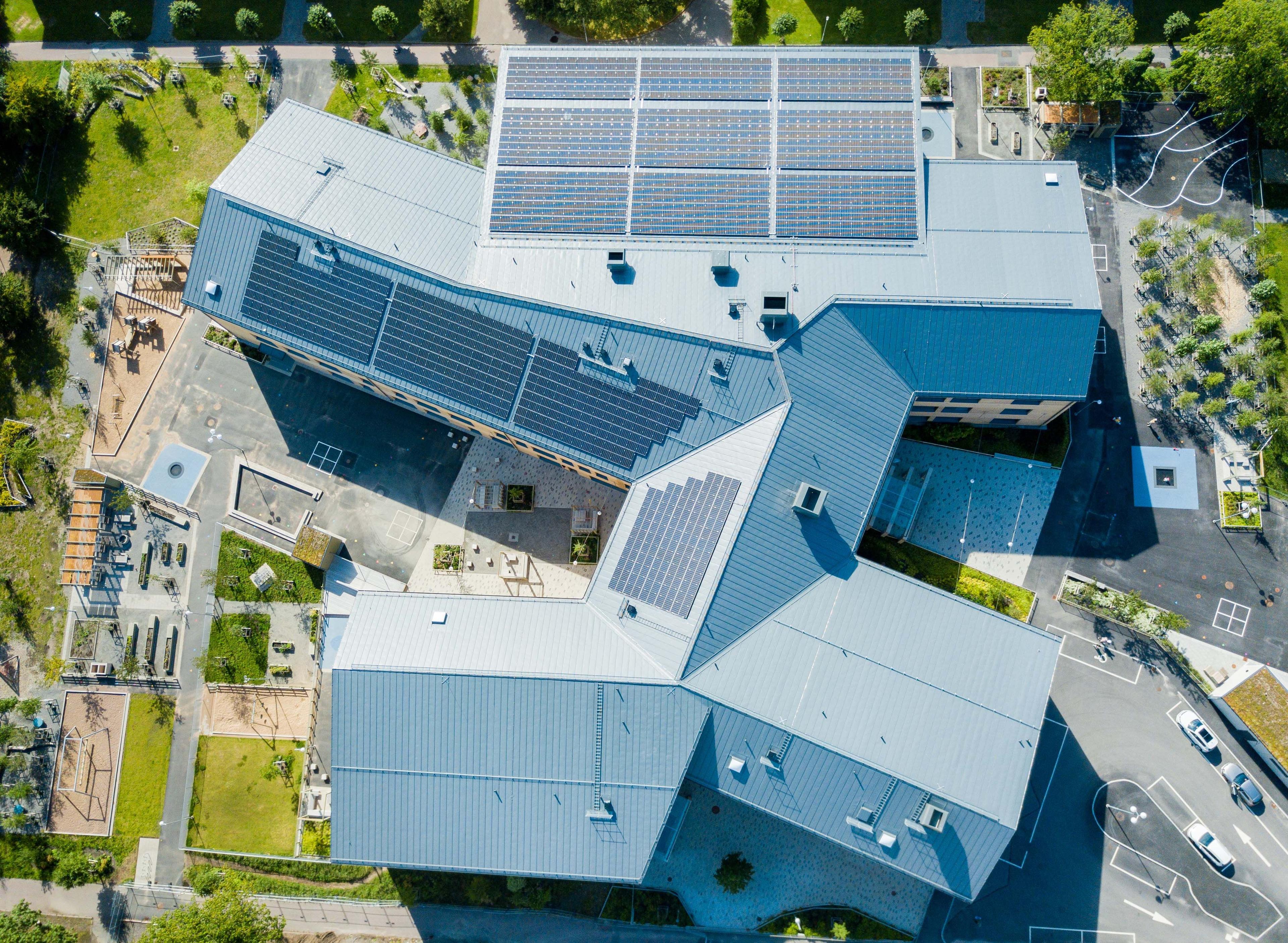 Flygbild över Skytteskolan i Frölunda